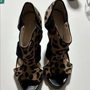 Calvin Klein Black and Tan Leopard Heels